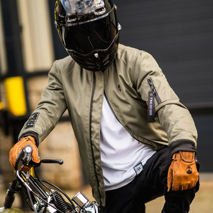 BOBHEAD Alpha Protective Bomber Jacket – Græn mótorhjóla jakki með AAA vottun