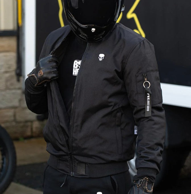 BOBHEAD Protective Bomber Jacket Black – Mótorhjóla jakki með AAA vottun