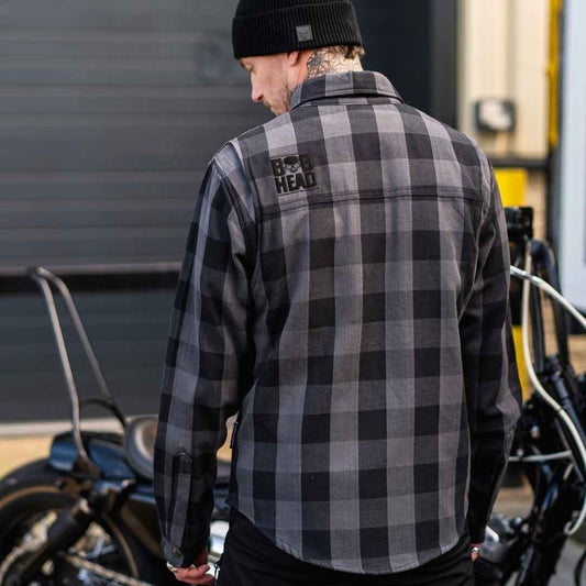 BOBHEAD Casual Shirt 50 – Grá og svört bómullarskyrta