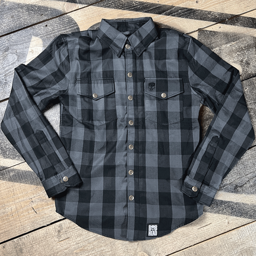 BOBHEAD Casual Shirt 50 – Grá og svört bómullarskyrta