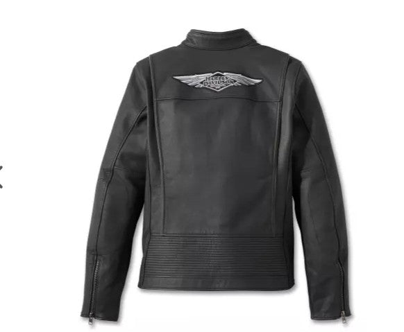 Harley-Davidson kvenna leðurjakki úr 120 ára afmælishátíðarlínu.