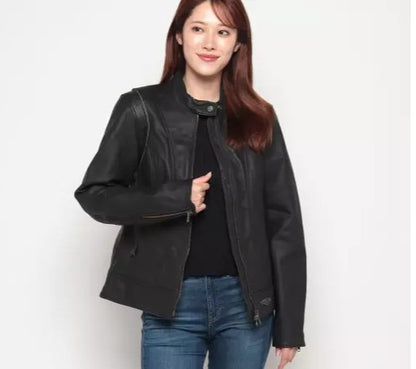 Harley-Davidson kvenna leðurjakki úr 120 ára afmælishátíðarlínu.